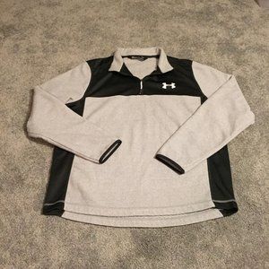 Under Armour 1/4 Zip Pullover Adult Size Large Gray Black Loose Fit Casual Mens